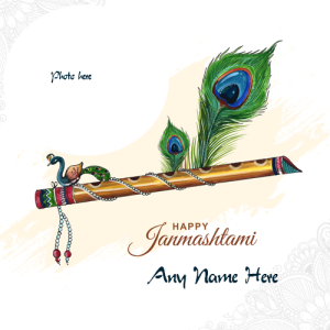 Happy Janmashtami 2025 Greeting Card with Name and Photo Custom Edit